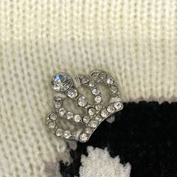 LC LAUREN CONRAD IVORY CREAM PENGUIN KNIT SWEATER DIAMOND RHINESTONE NOVELTY XS - Picture 8 of 15
